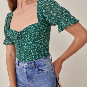 Reformation floral V-neck top